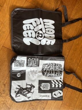 lululemon Black and White Graphic Reusable Tote Set (2) New